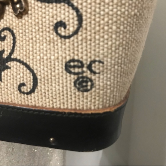 SOLD - Vintage 1960s Signed Enid Collins Canvas Bucket Bag | Jewel Garden - Picture 8 of 9